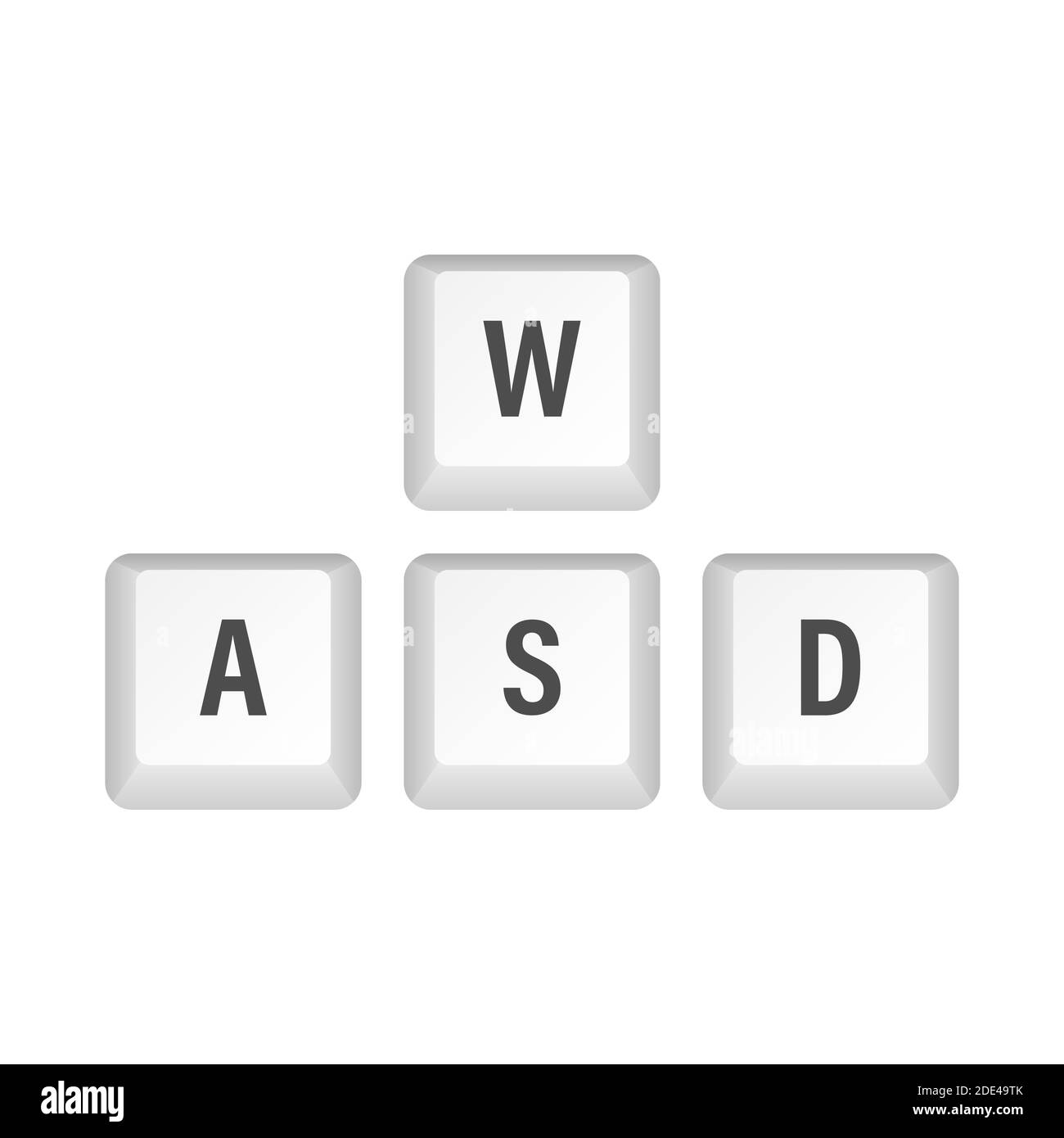 WASD computer keyboard buttons. Desktop interface. Web icon. Gaming and cybersport. Vector stock illustration. Stock Vector