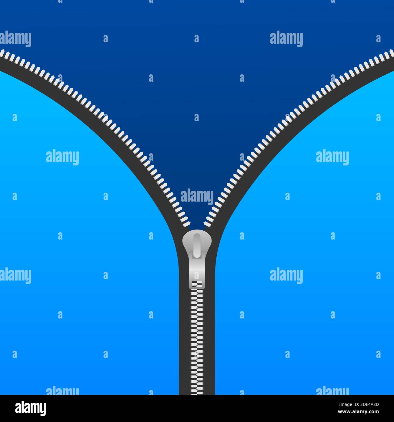 Sewing accessory zipper. Metallic open zippers and pullers. Stock