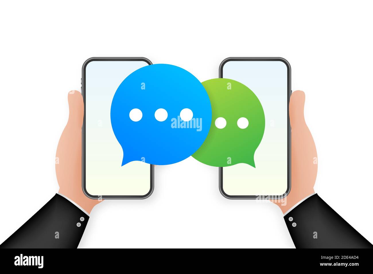 Chat Message Bubbles on smartphone screen. Social network. Messaging ...
