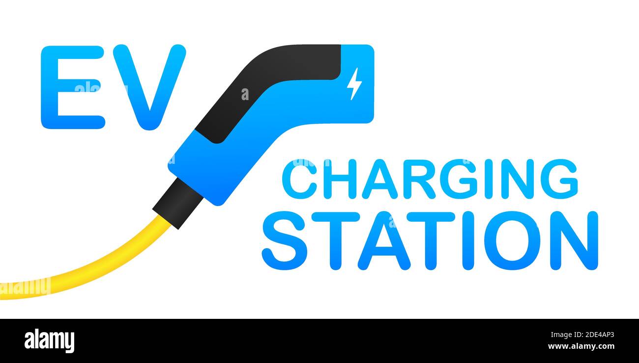 EV charging station banner. Vector stock illustration Stock Vector