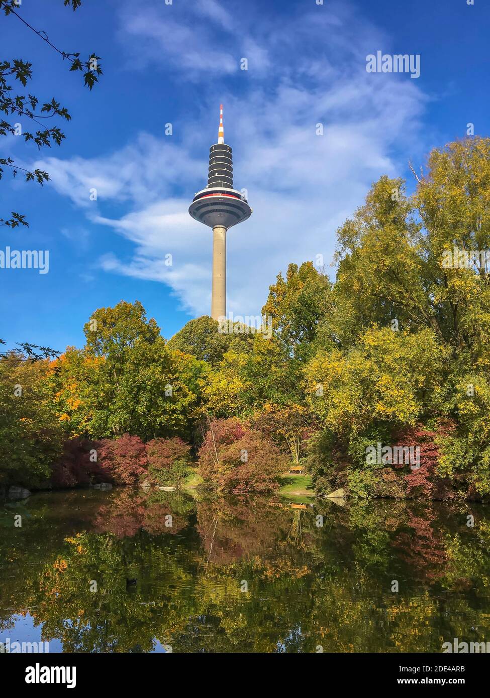 Europe Tower, Ginnheimer Spargel, in autumn, Bundesbankpark, Frankfurt am Main, Hesse, Germany Stock Photo