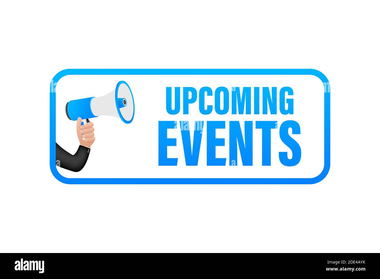 Megaphone label with upcoming events. Megaphone banner. Web design ...