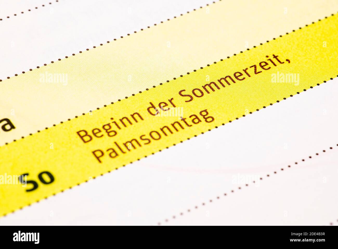 Appointment calendar, start of summer time, Palm Sunday, Germany Stock Photo