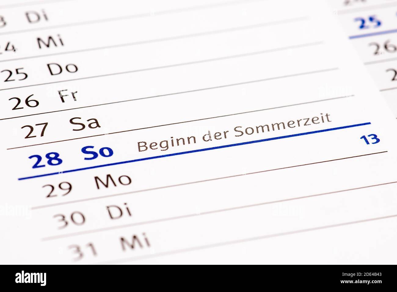 Schedule, start of summer time, Germany Stock Photo