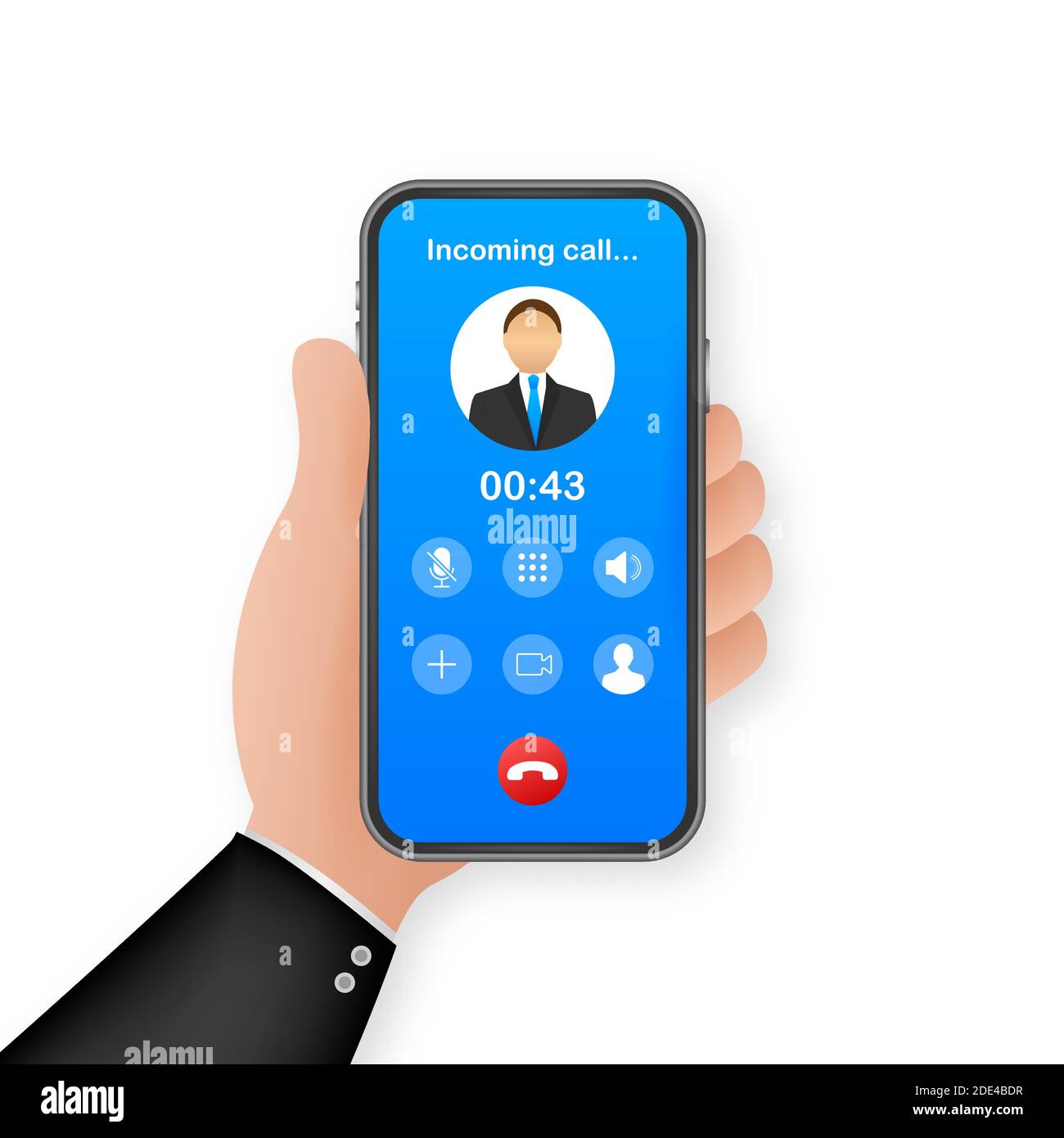 Smartphone with incoming call on display. Incoming call. Vector stock ...