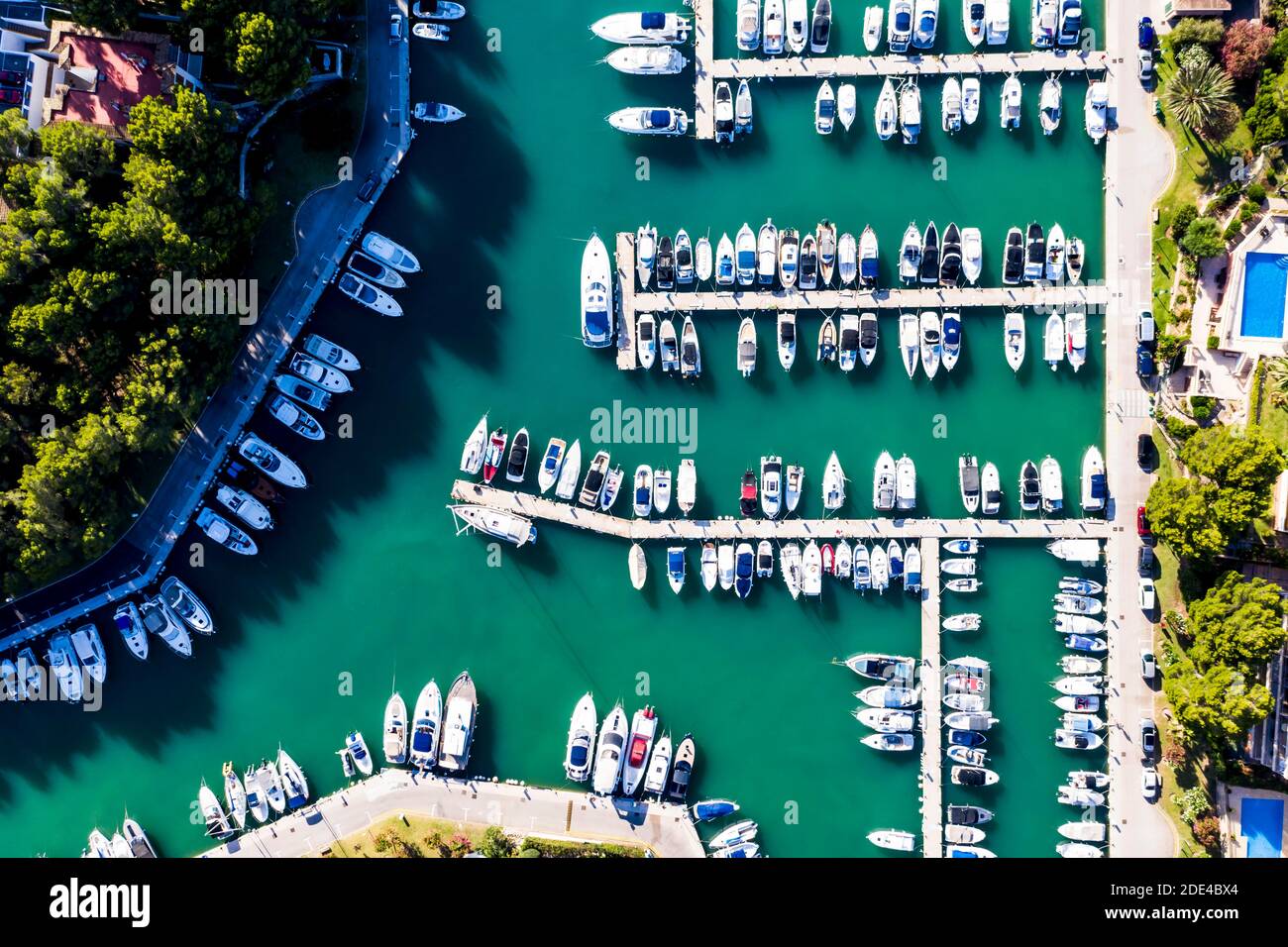 Aerial view, Marina of Santa Ponsa, Calvia region, Majorca, Balearic Islands, Spain Stock Photo