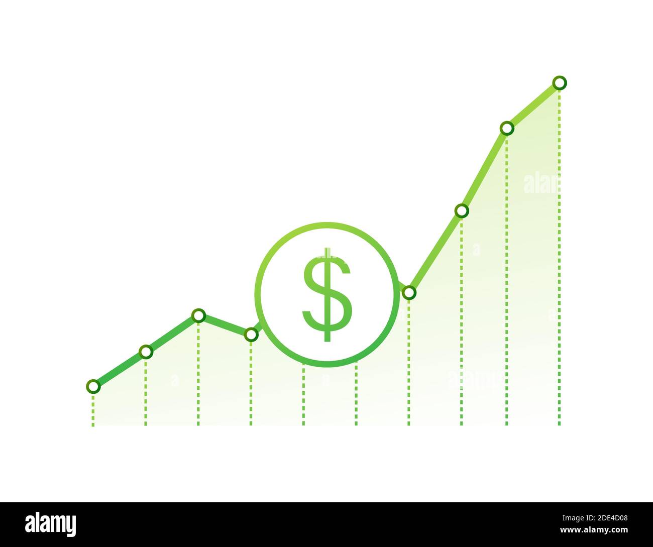 Profit money or budget. Cash and rising graph arrow up, concept of