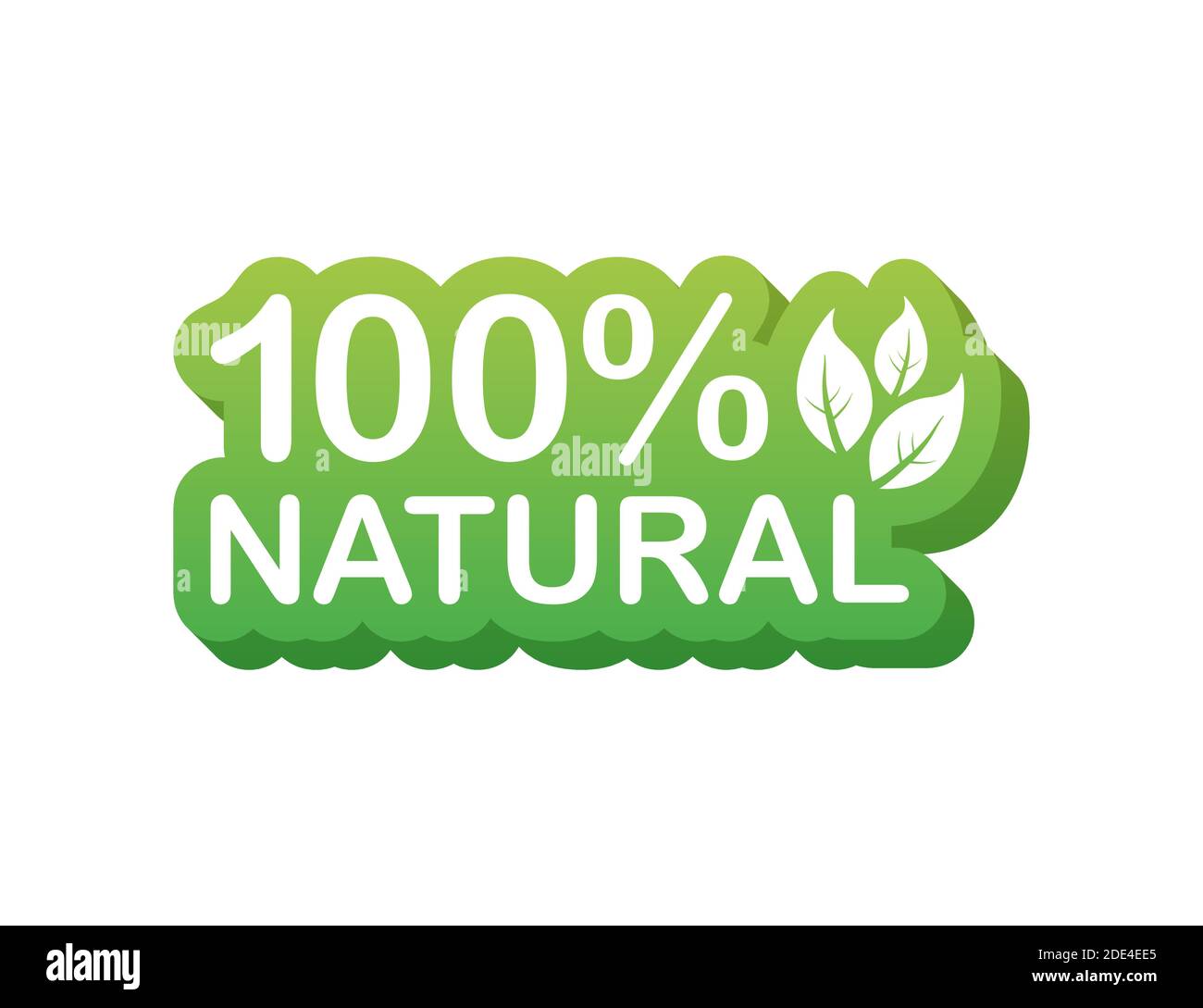Green 100 natural in modern style. Vegetarian healthy food. Nature, ecology. Vector stock illustration. Stock Vector