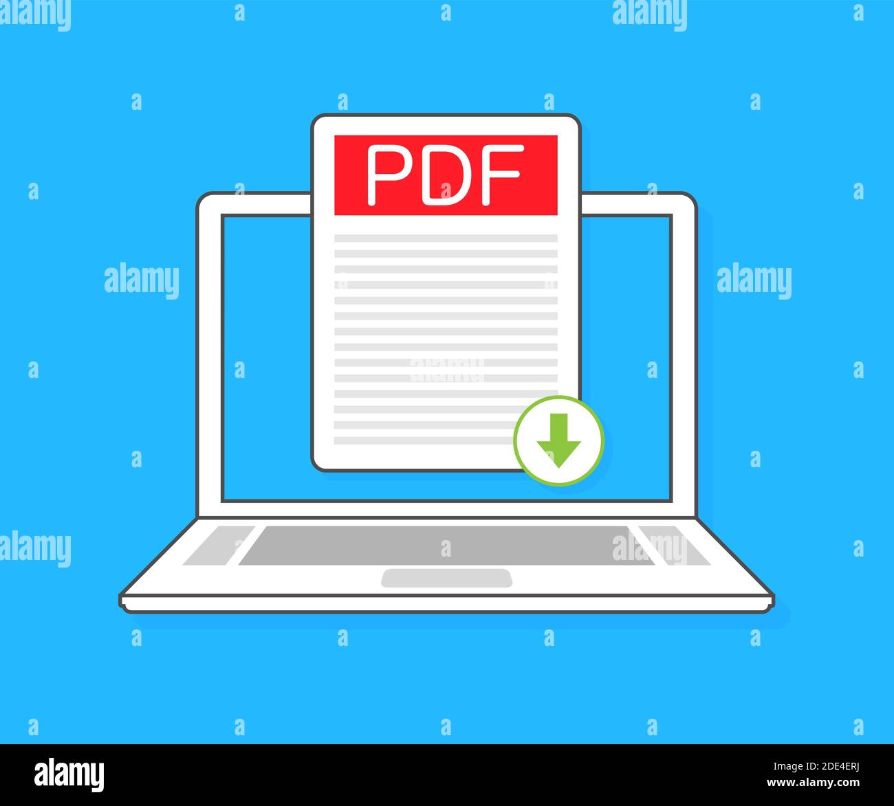 Download PDF button on laptop screen. Downloading document concept ...
