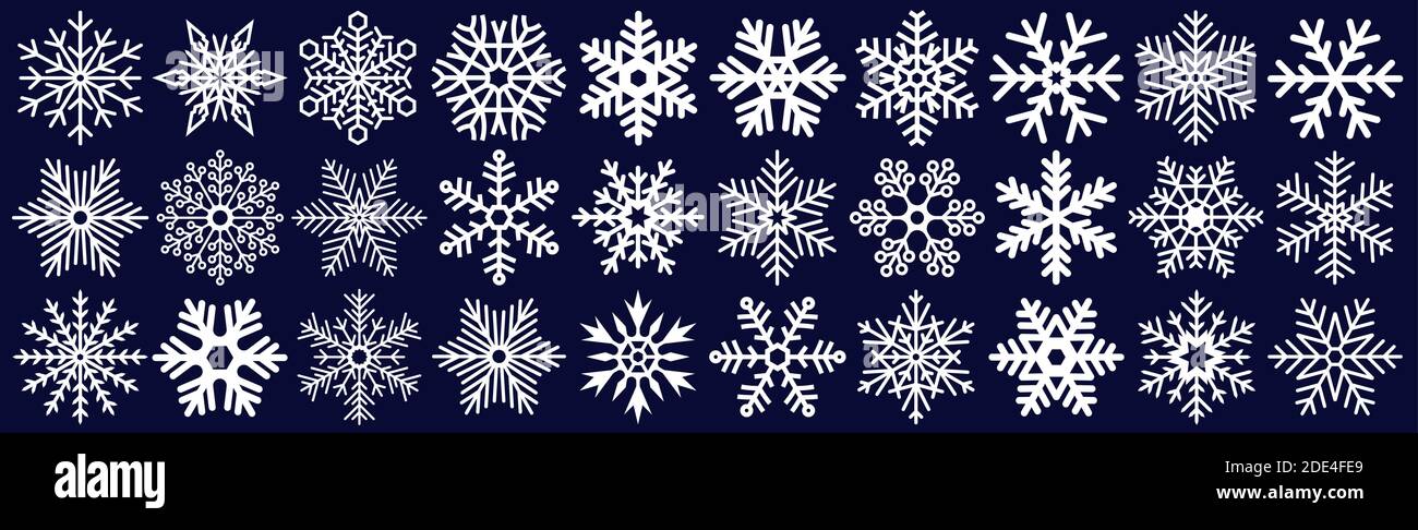 Icon collection of many different snowflakes - Vector illustration ...