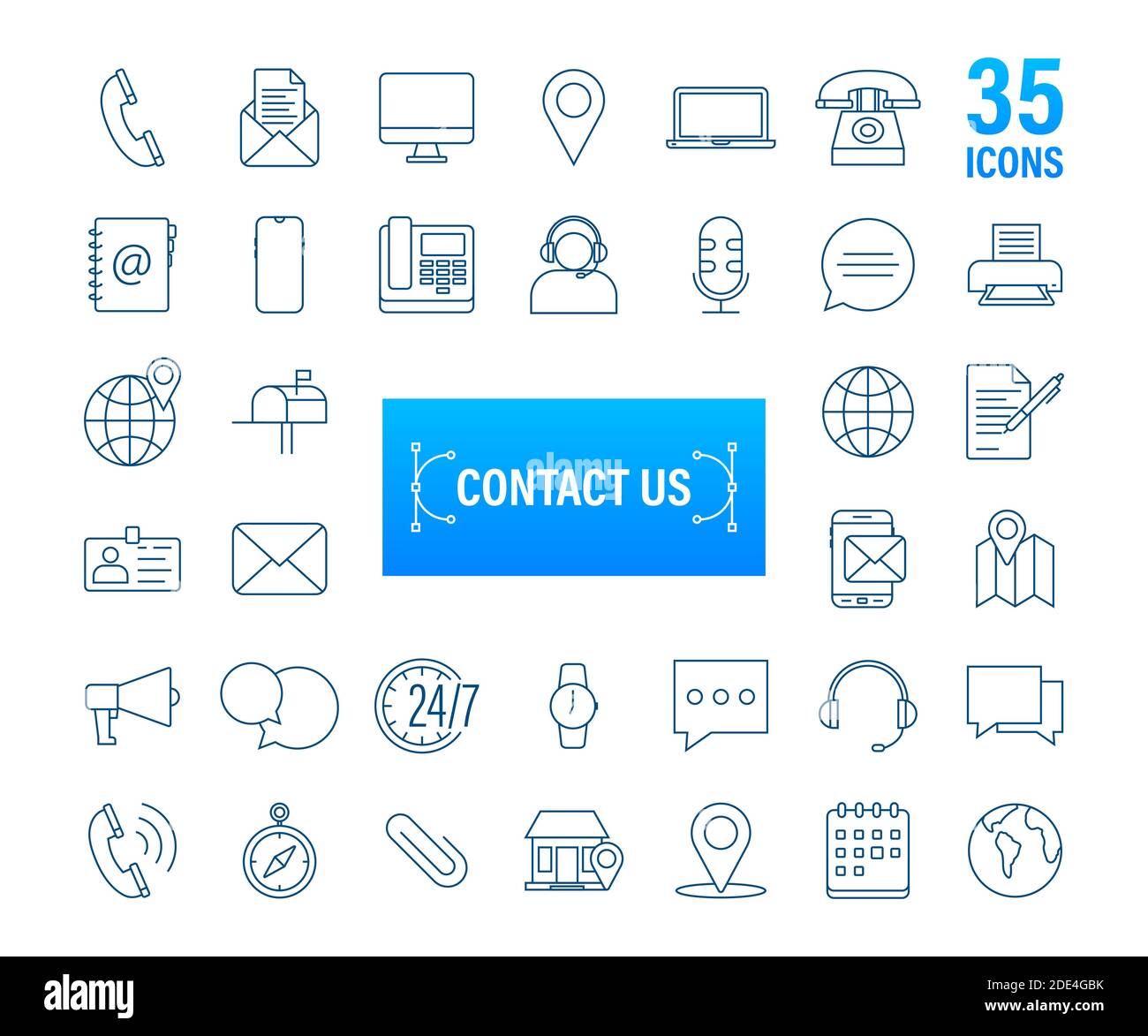 Trendy icon with contact us Thin line business icon set. for web design ...