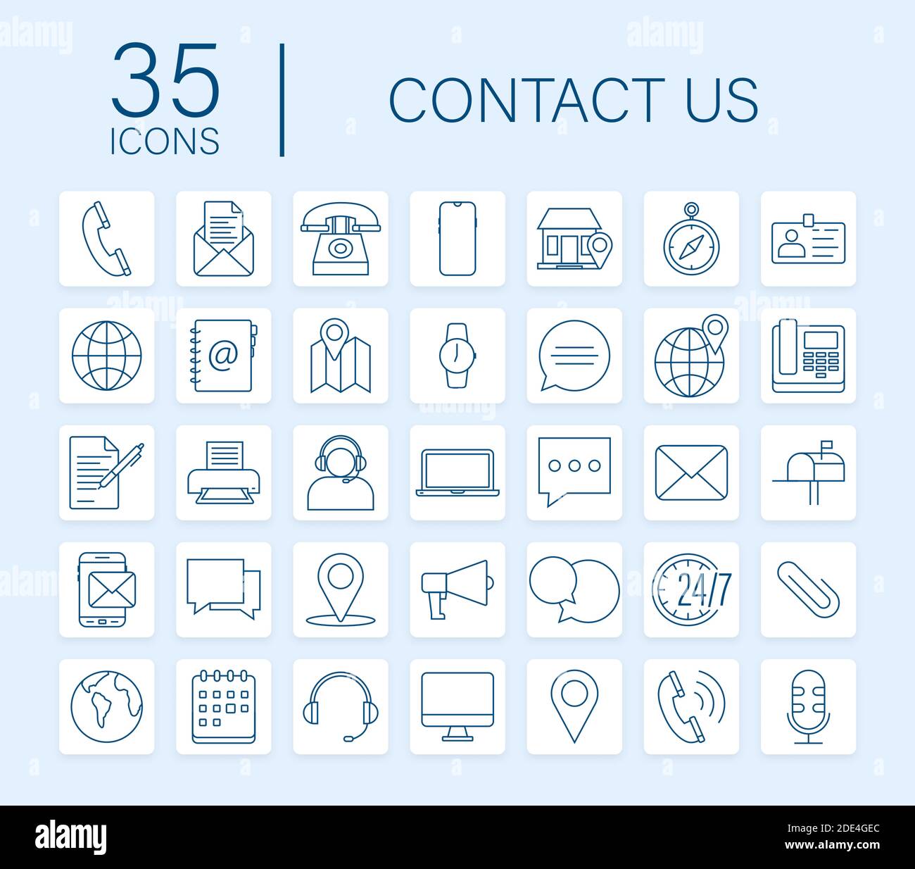 Trendy icon with contact us Thin line business icon set. for web design ...