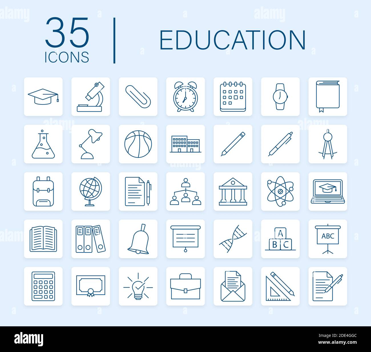 Set icon education for mobile app design. Online course line icon set ...