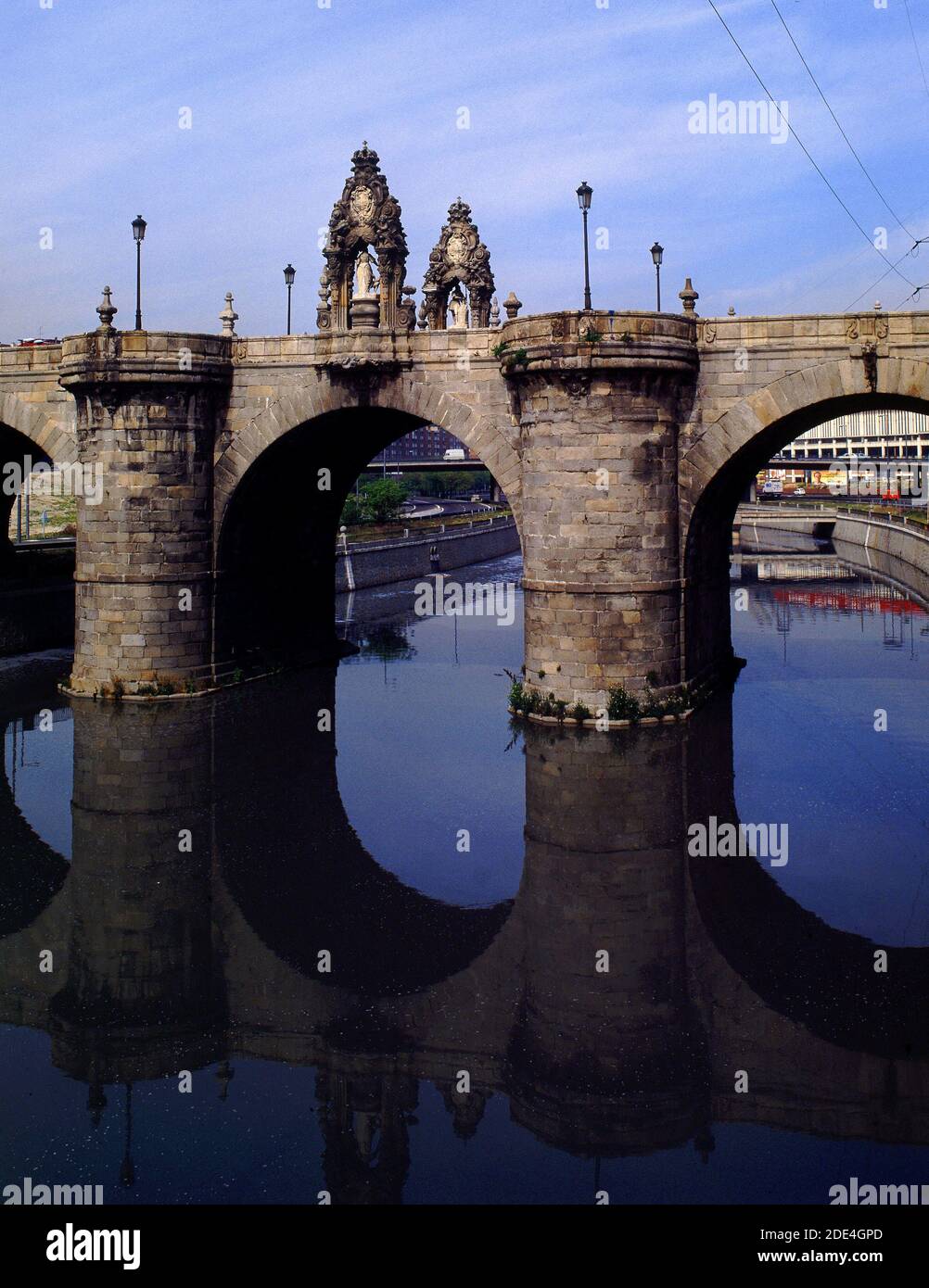 PUENTE - PARTE CENTRAL. Author: PEDRO DE RIBERA. Location: PUENTE DE TOLEDO. MADRID. SPAIN. Stock Photo