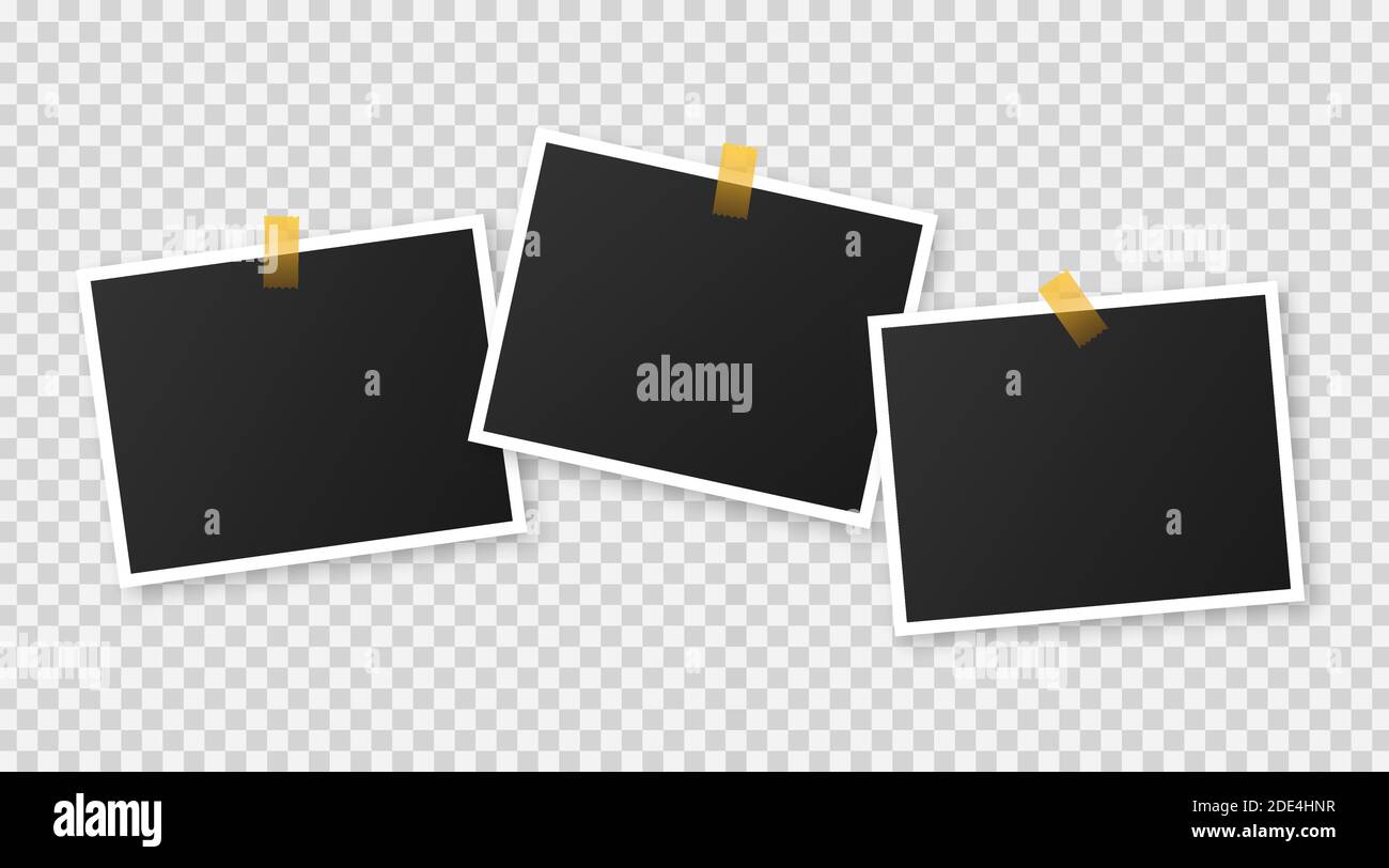 Photo frame mockup design. Realistic photograph with blank space for your image. Vector stock illustration. Stock Vector