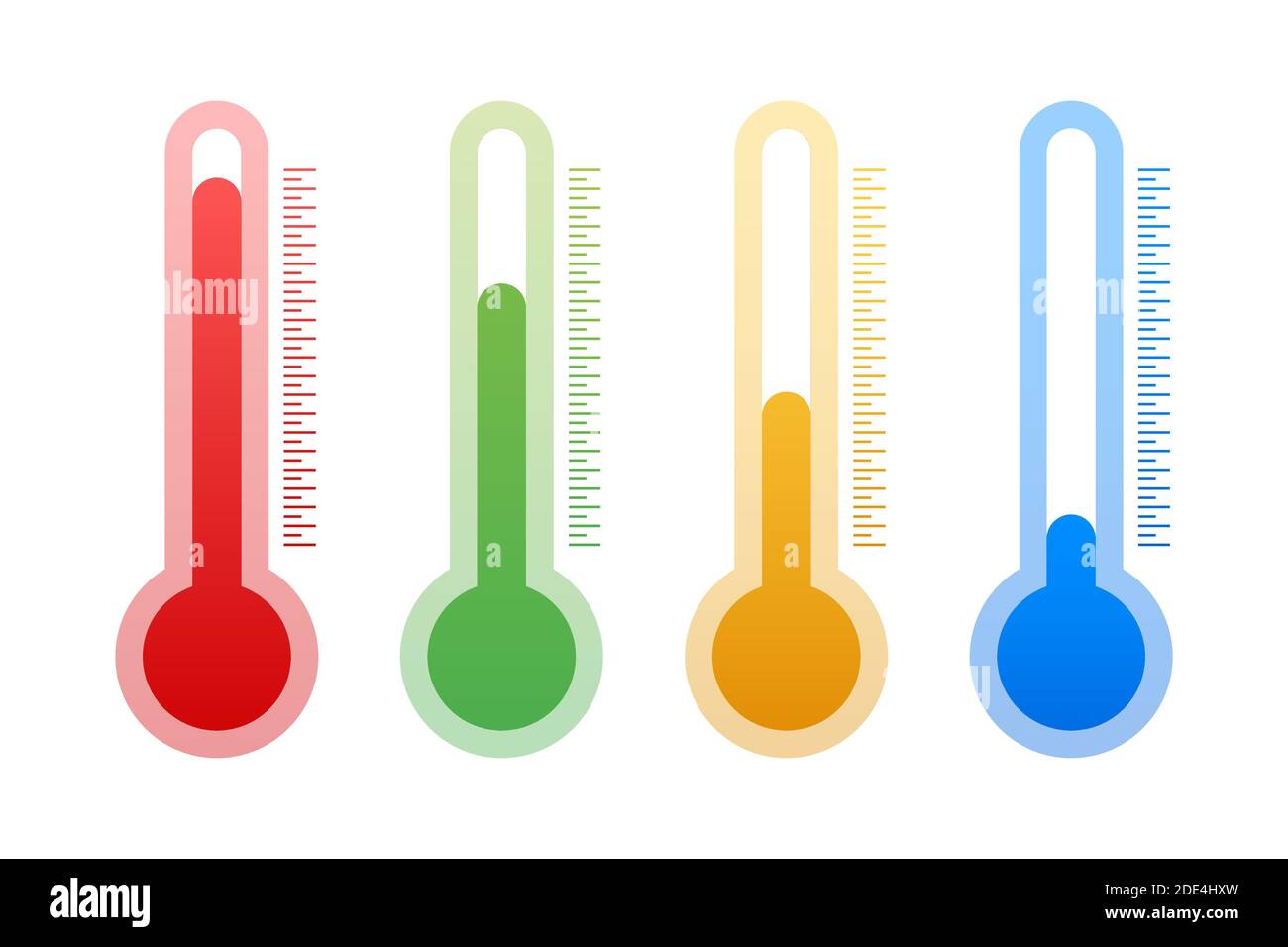 Modern thermometer, Summer background. Thermometer in cartoon style. Thermostat. Vector stock illustration. Stock Vector