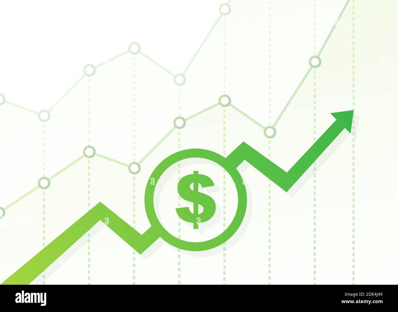 Profit money or budget. Cash and rising graph arrow up, concept of