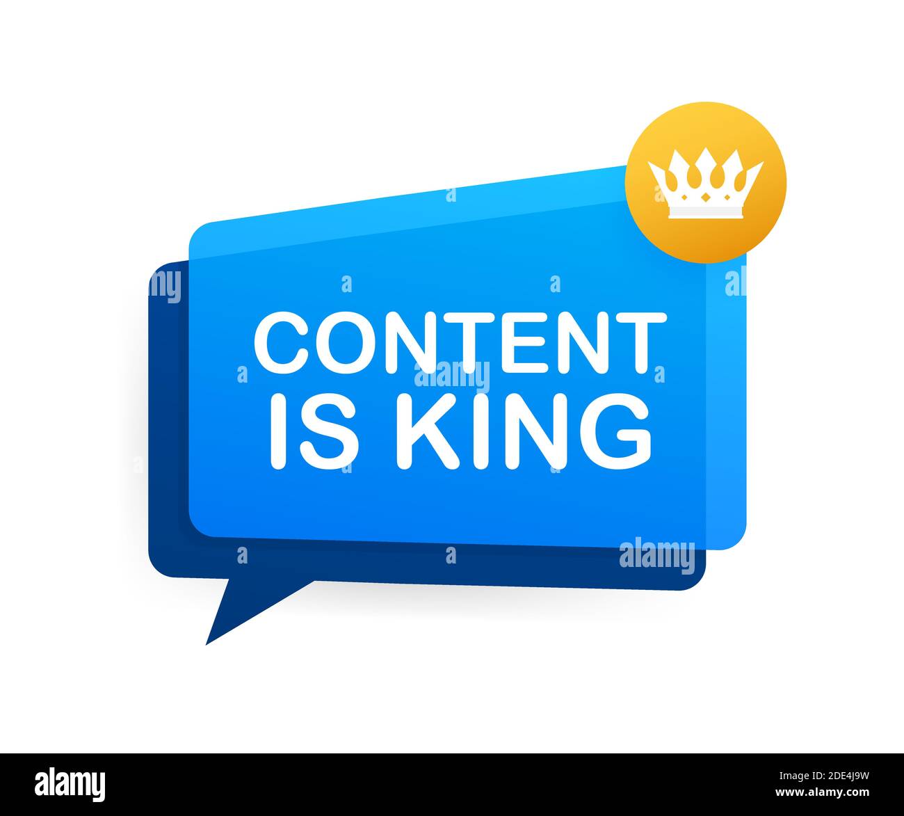 Content is king, flat icon, badge on white background. Vector