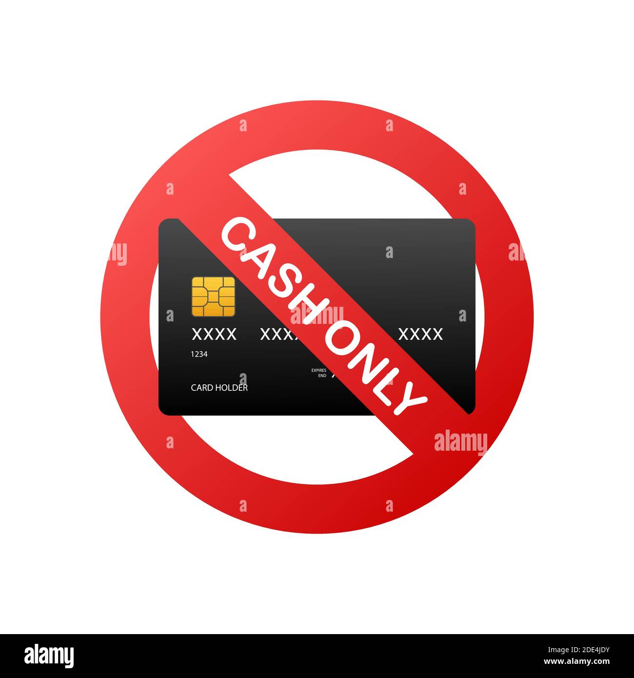 Cash only, Stop sign. No debit or credit card. Money sign. Vector stock illustration. Stock Vector
