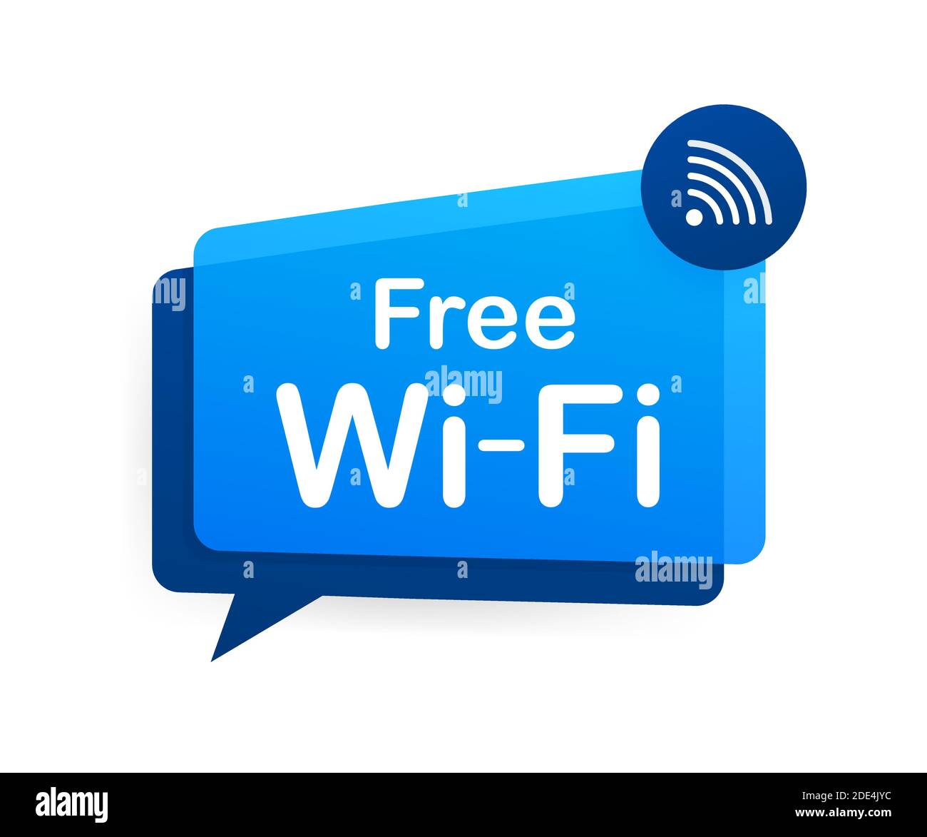 Free wifi zone blue icon. Free wifi here sign concept. Vector stock illustration. Stock Vector