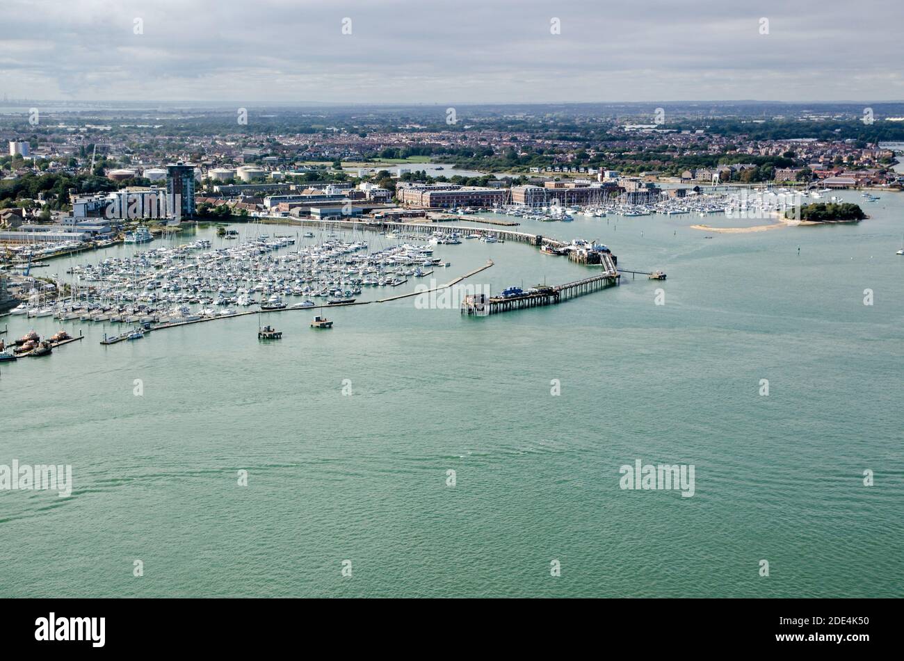 Aerial view of Gosport Marina, Hampshire on a sunny summer day. Stock Photo