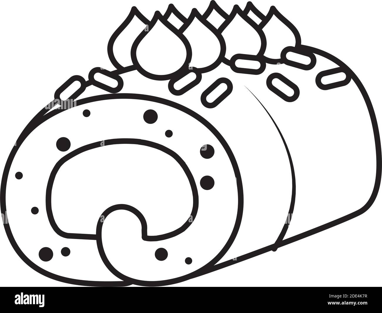 roll cake icon over white background, line style, vector illustration