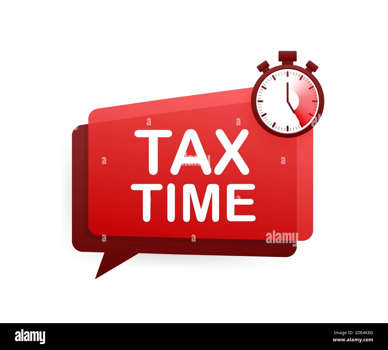 Tax Time red label on white background. Vector stock illustration Stock
