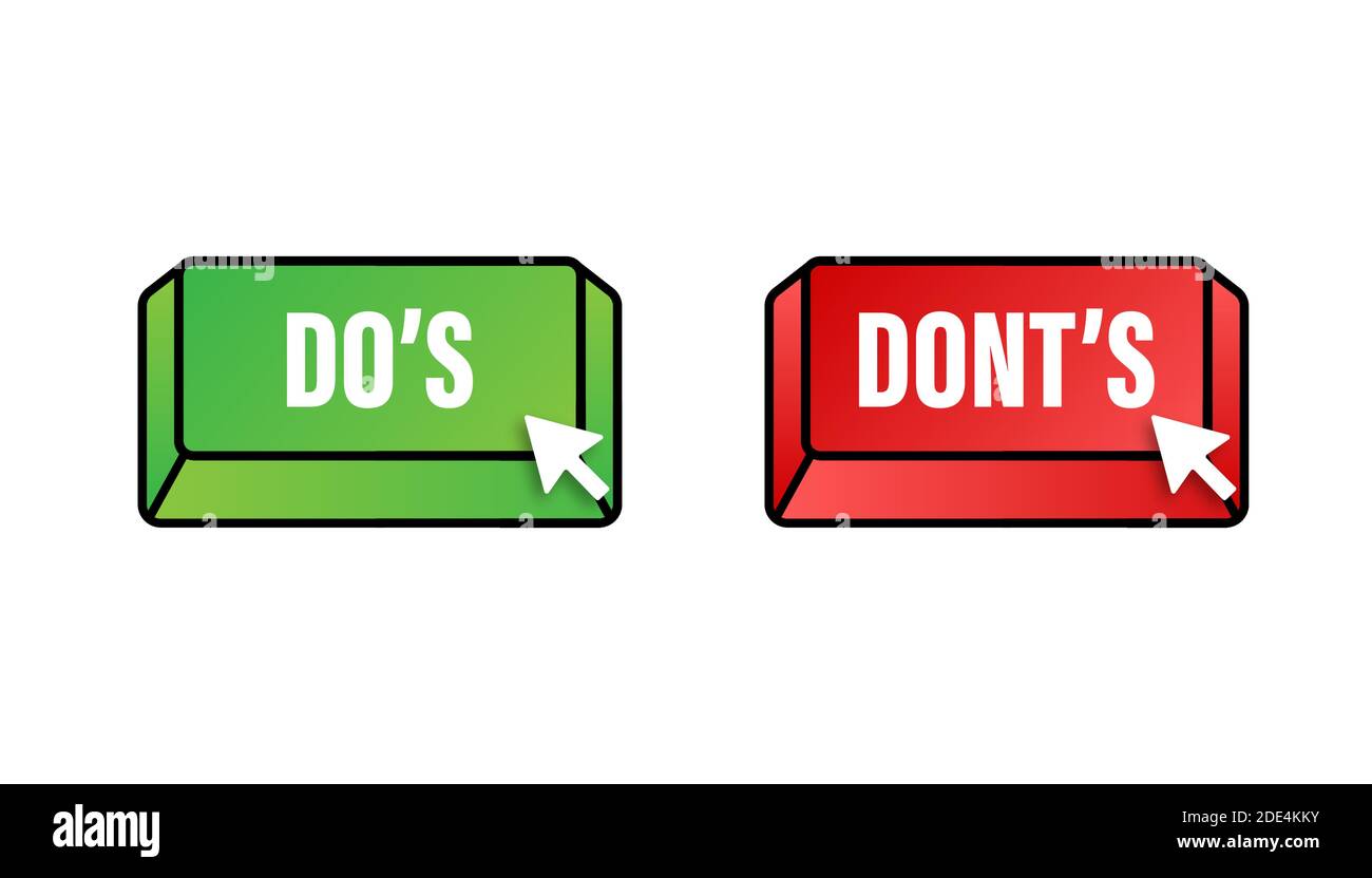 Do s and Don ts button. Flat simple thumb up symbol minimal round ...