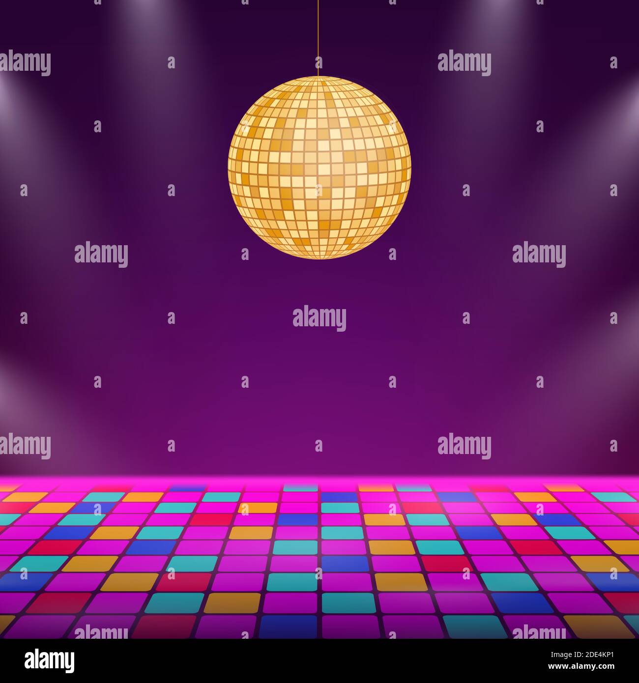 Dance floor. Night disco parties. Retro vintage neon grid dance floor horizon. Vector stock illustration Stock Vector