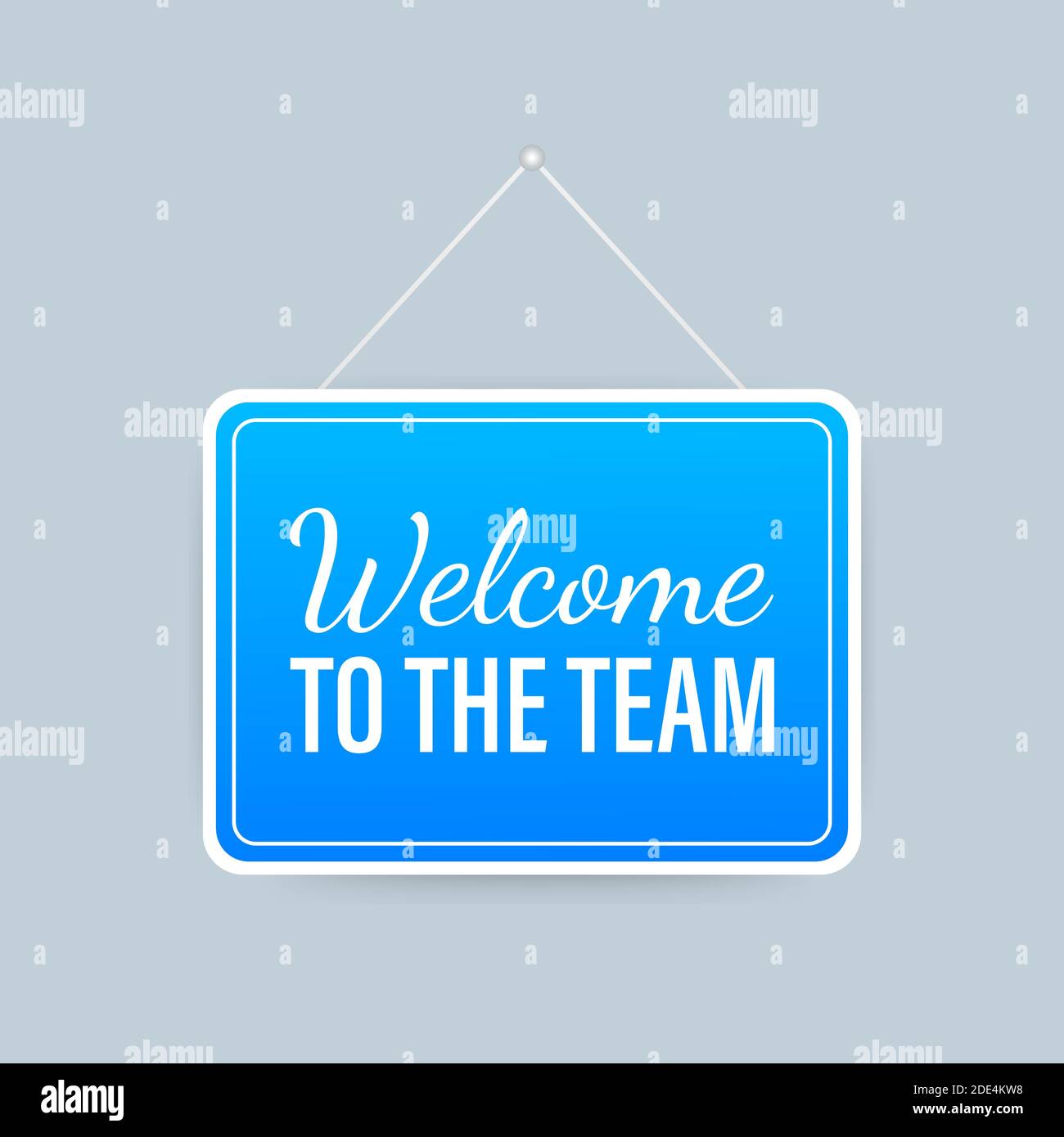 to the team hanging sign on white background. Sign for door