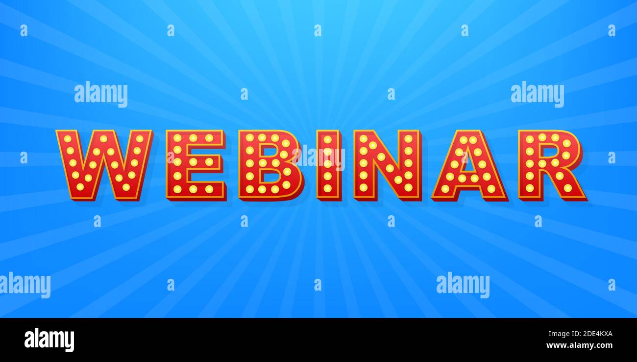 Retro light text webinar. Retro light bulb. Vector stock illustration. Stock Vector