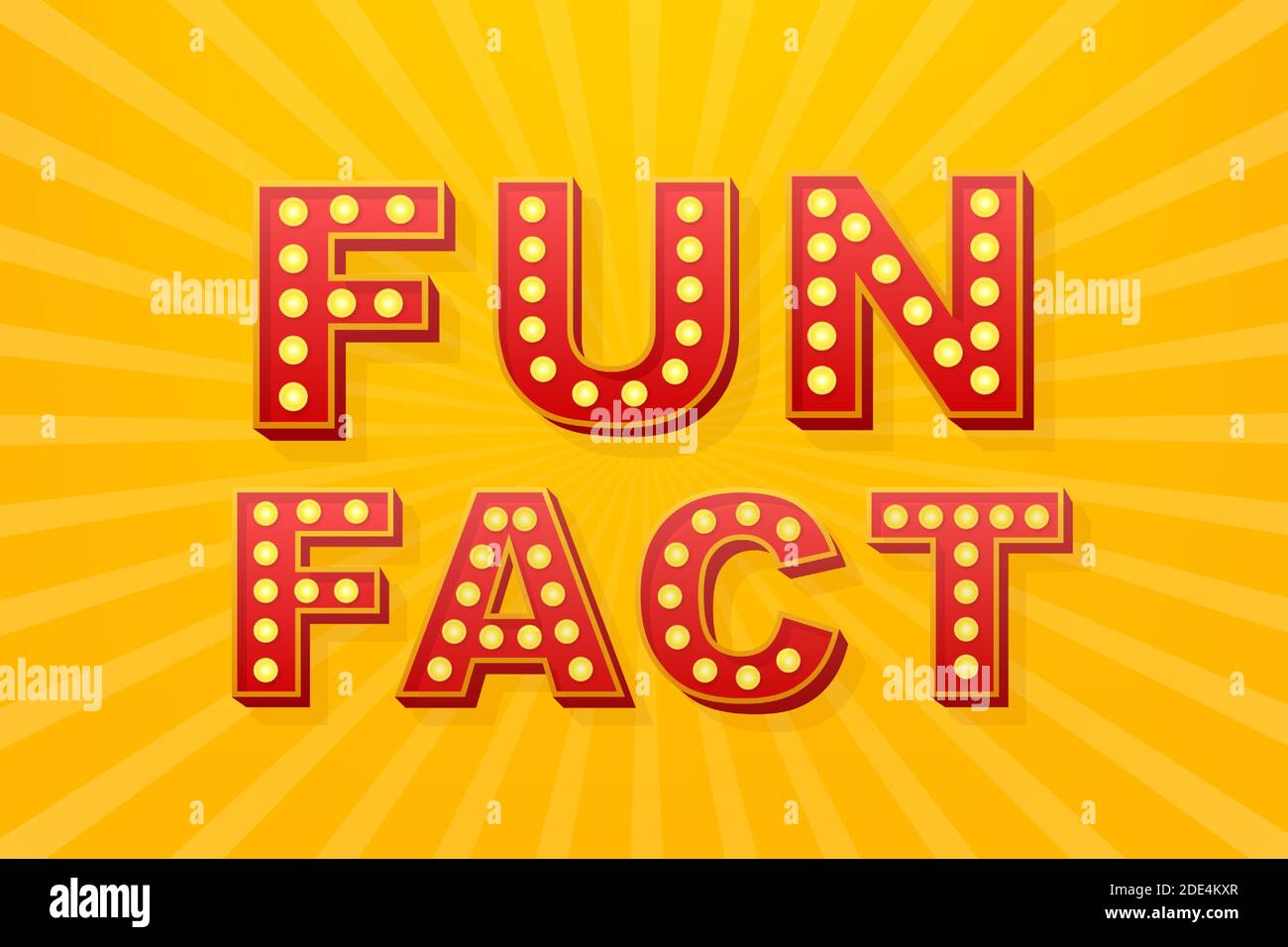 Retro light text Fun fact. Retro light bulb. Vector stock illustration. Stock Vector