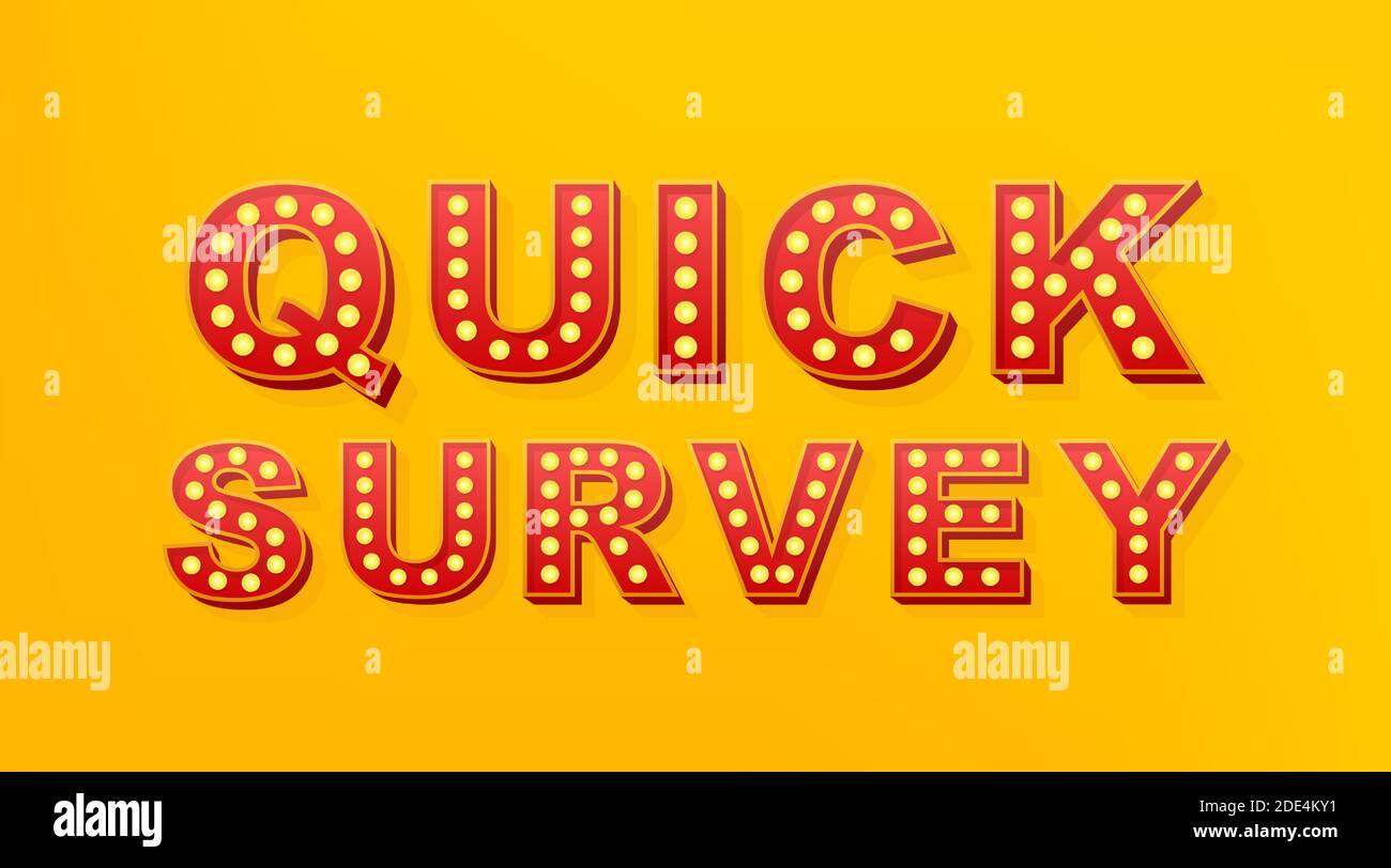 Retro light text quick survey. Retro light bulb. Vector stock illustration. Stock Vector