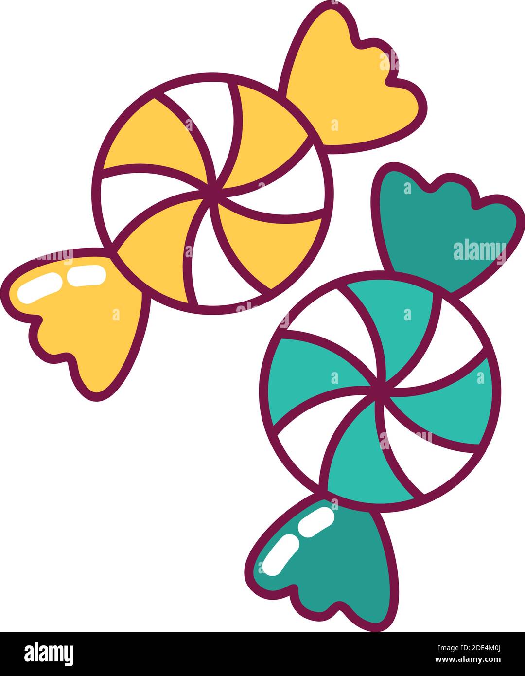 sweet candies icon over white background, line and fill style, vector ...