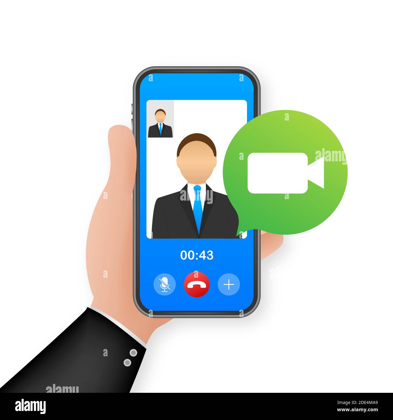 Incoming video call on laptop. Laptop with incoming call, man profile ...
