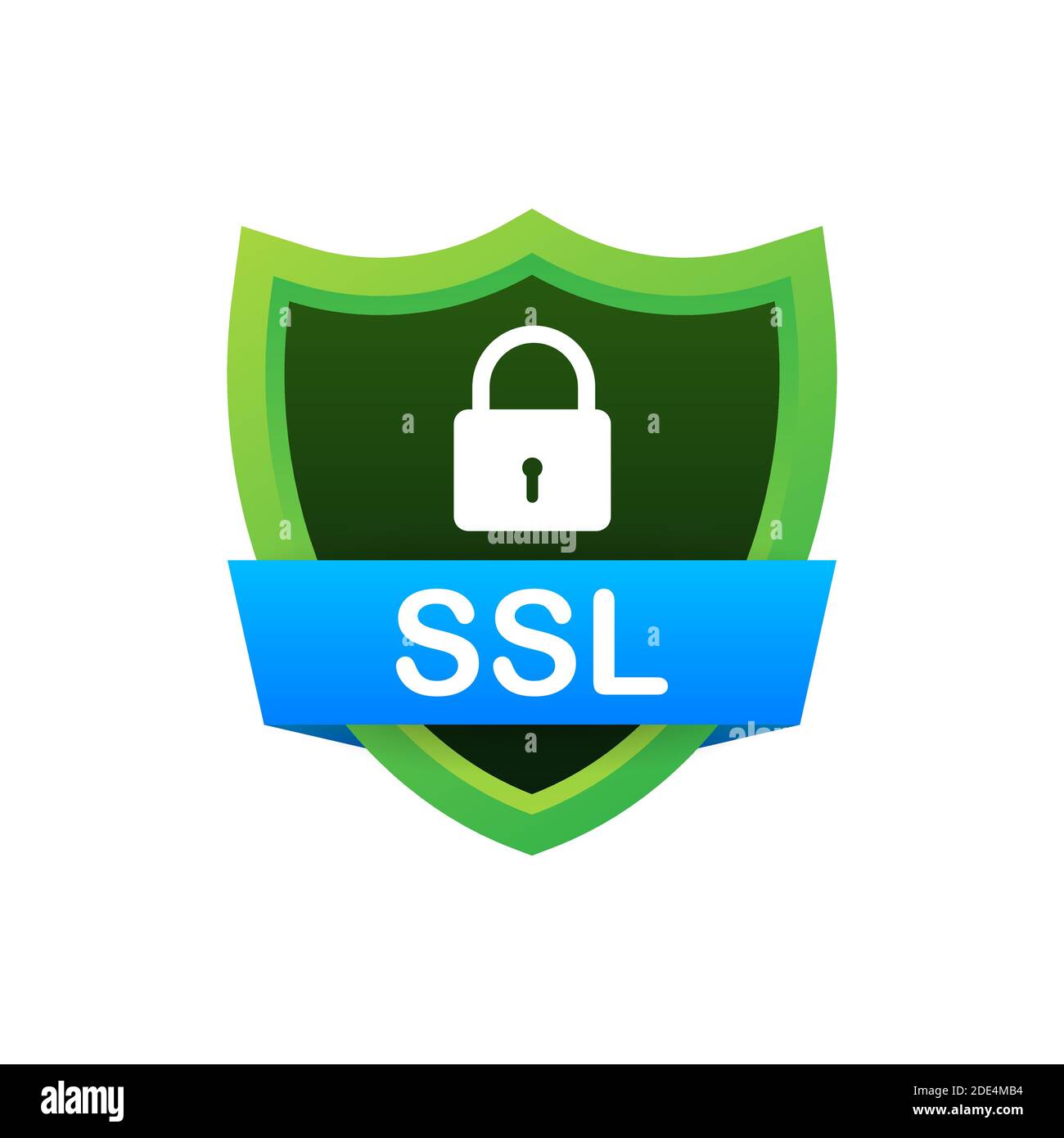 Secure connection icon vector illustration isolated on white background, flat style secured ssl shield symbols. Stock Vector
