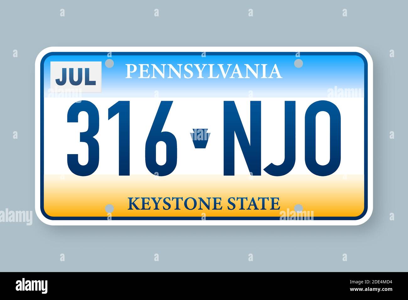 License plate pennsylvania. Vector illustration on white background. Stock Vector
