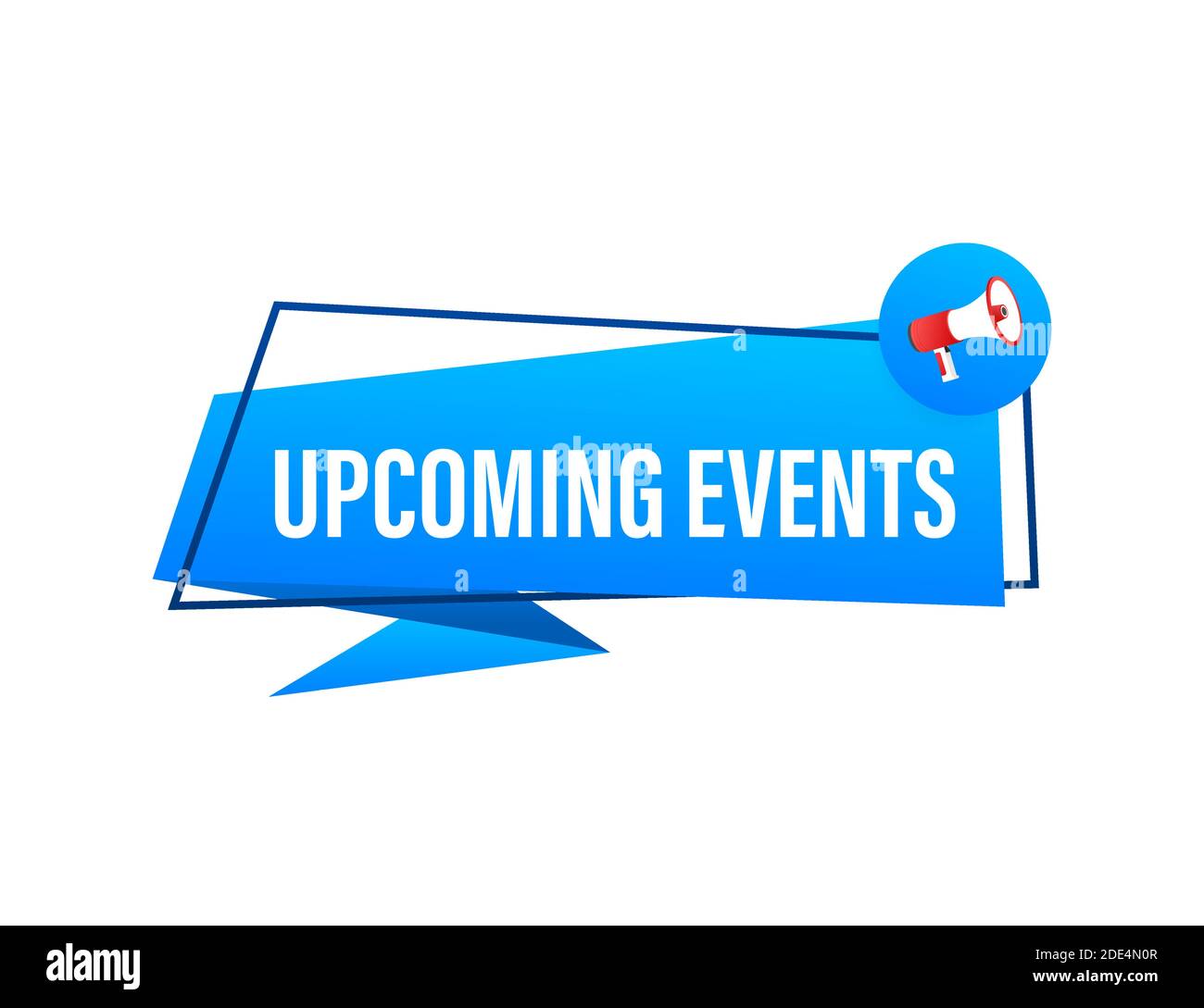 Hand holding megaphone - Upcoming events. Vector illustration. Stock Vector