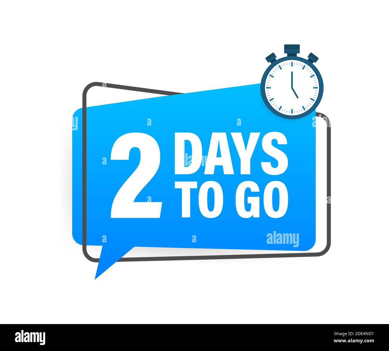 2 Days to go. Countdown timer. Clock icon. Time icon. Count time sale ...