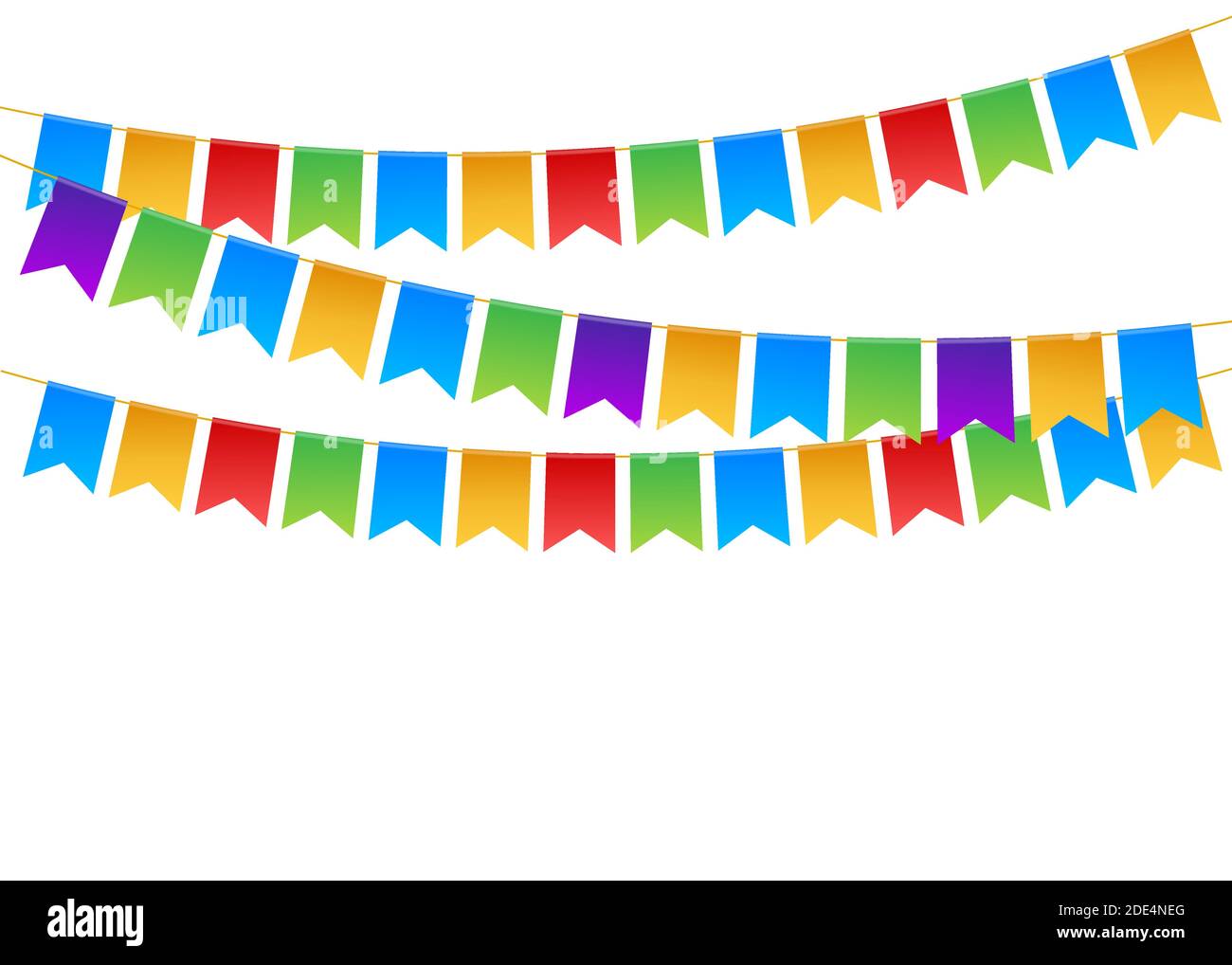 Birthday party invitation banners. Set of flag garlands. Vector stock