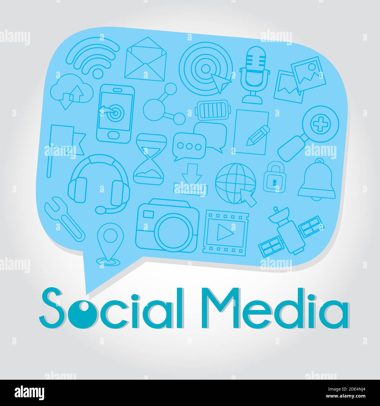 speech bubble with social media related icons over white background ...