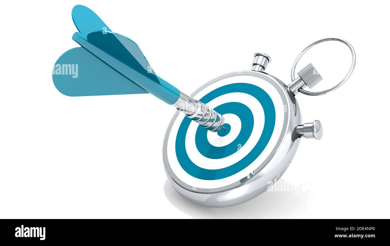 Stopwatch and red dart for prefect timing concept, 3D rendering Stock