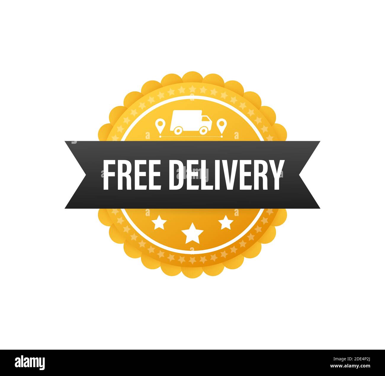 Free delivery. Badge with truck. Price tag. Vector stock illustrtaion Stock Vector Image & Art