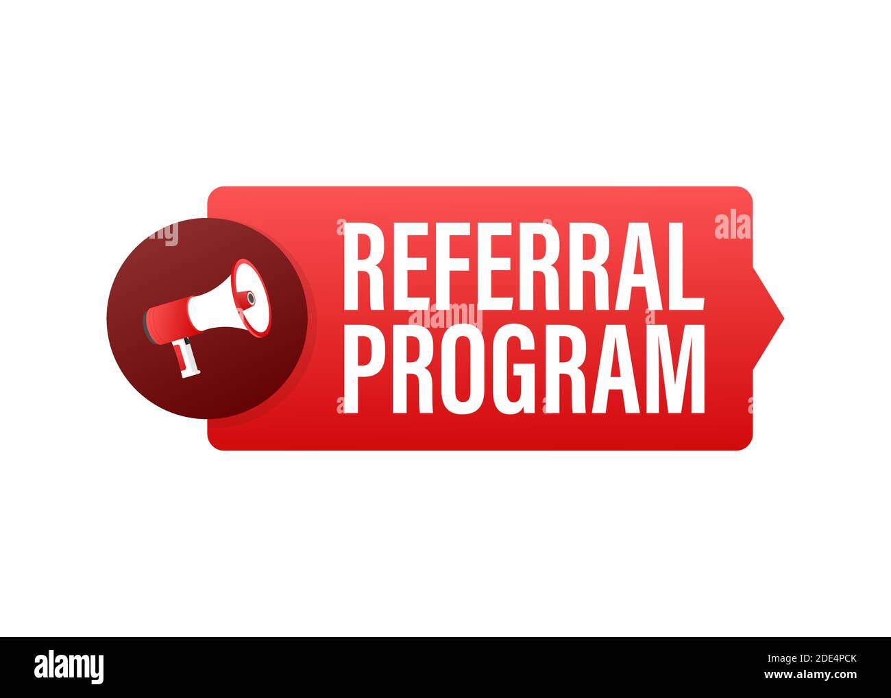 Hand Holding Megaphone with Referral program. Vector illustration. Stock Vector