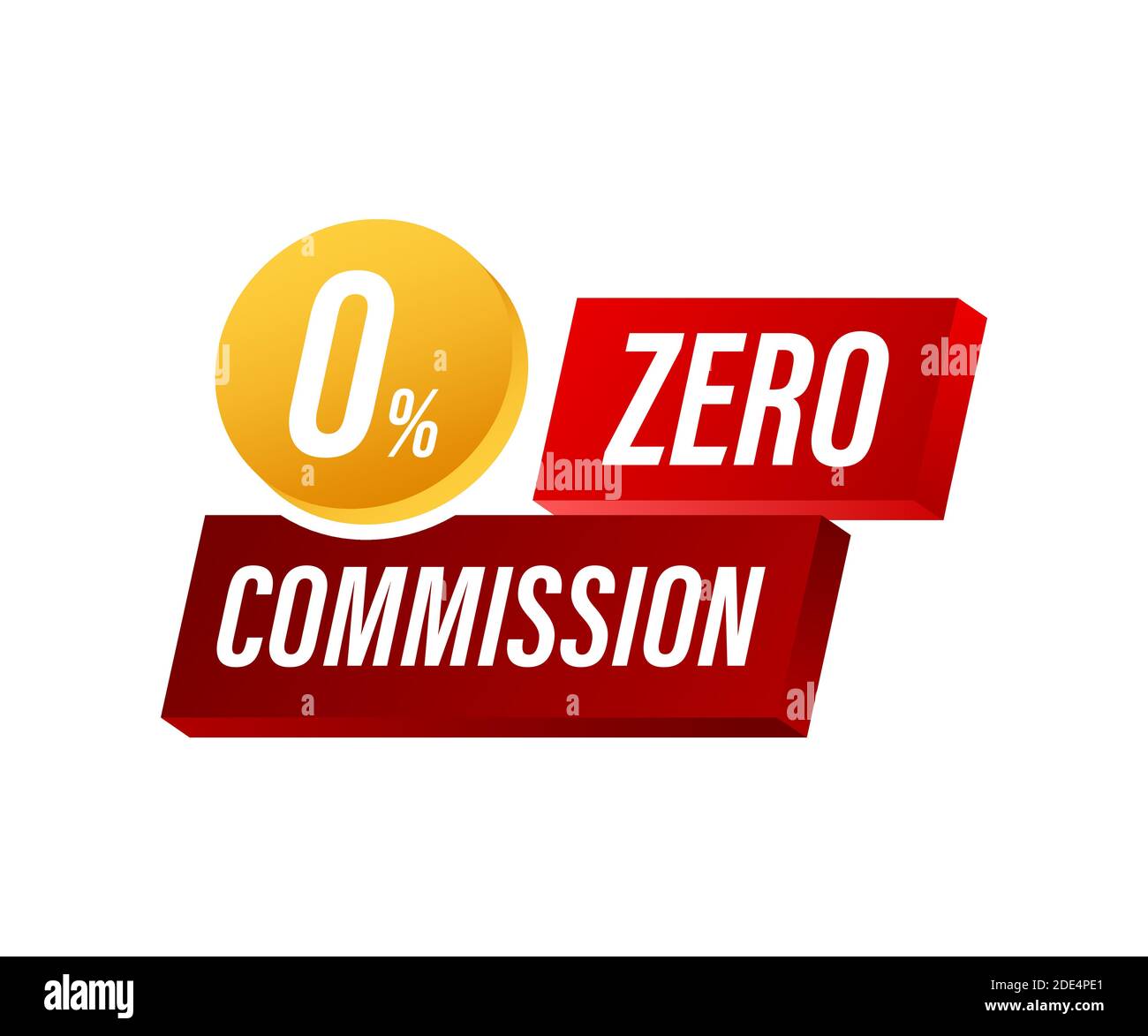 Zero commission. Design element. Red limited offer. Special offer badge