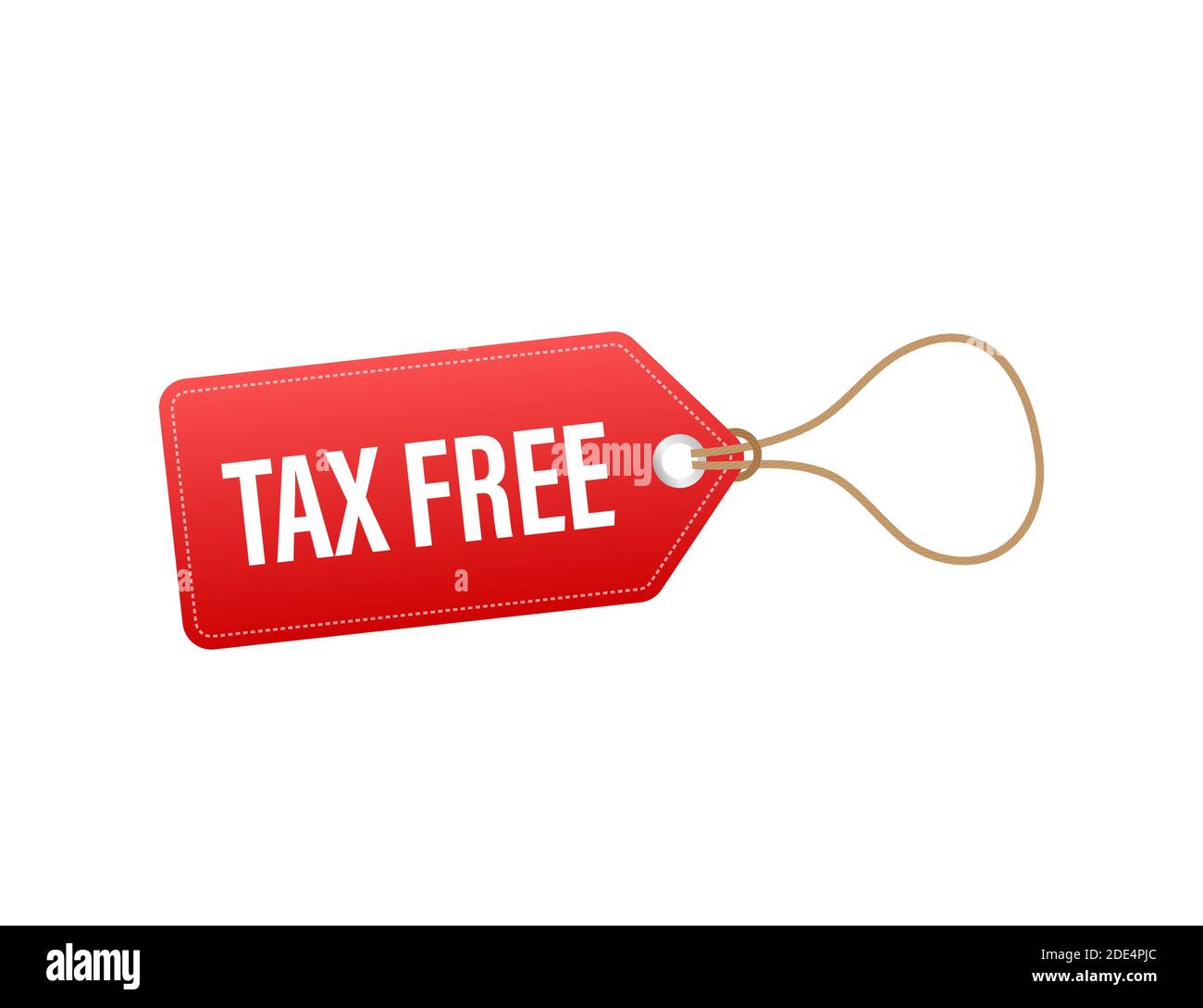 Modern red tax free sign on white background. Vector stock illustration