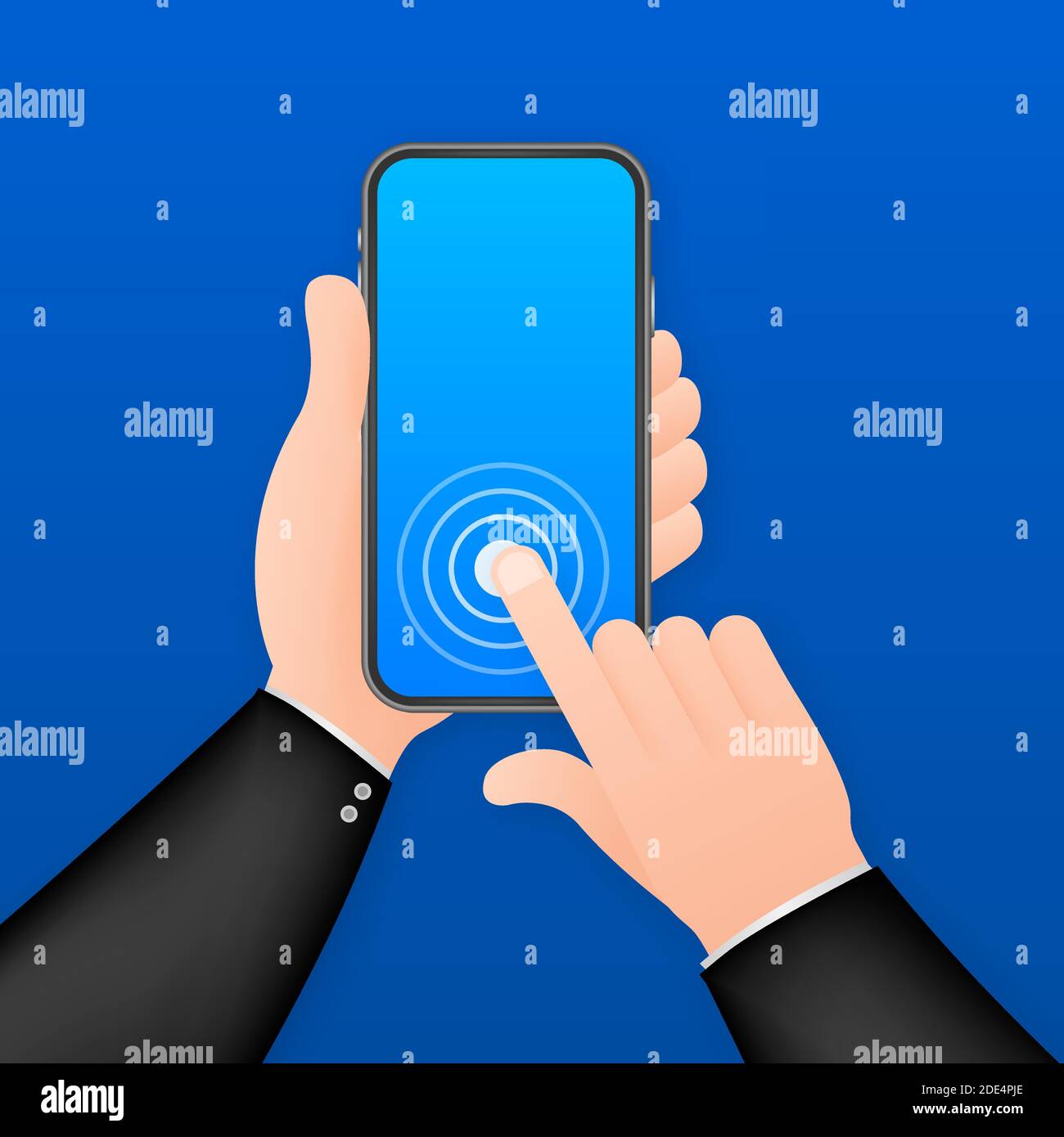 Click smartphone. Empty screen, phone mockup. Device mockup. Cursor icon vector. Hand pointer vector stock illustration. Stock Vector