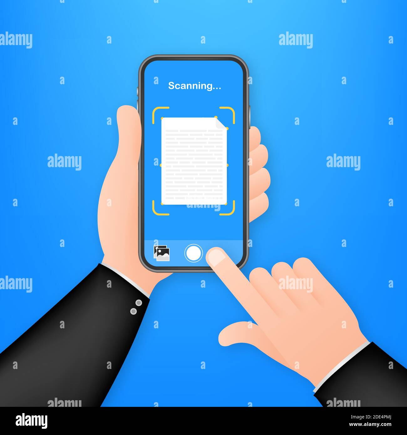 Text scan. Document scanner smartphone interface vector template. Stock Vector