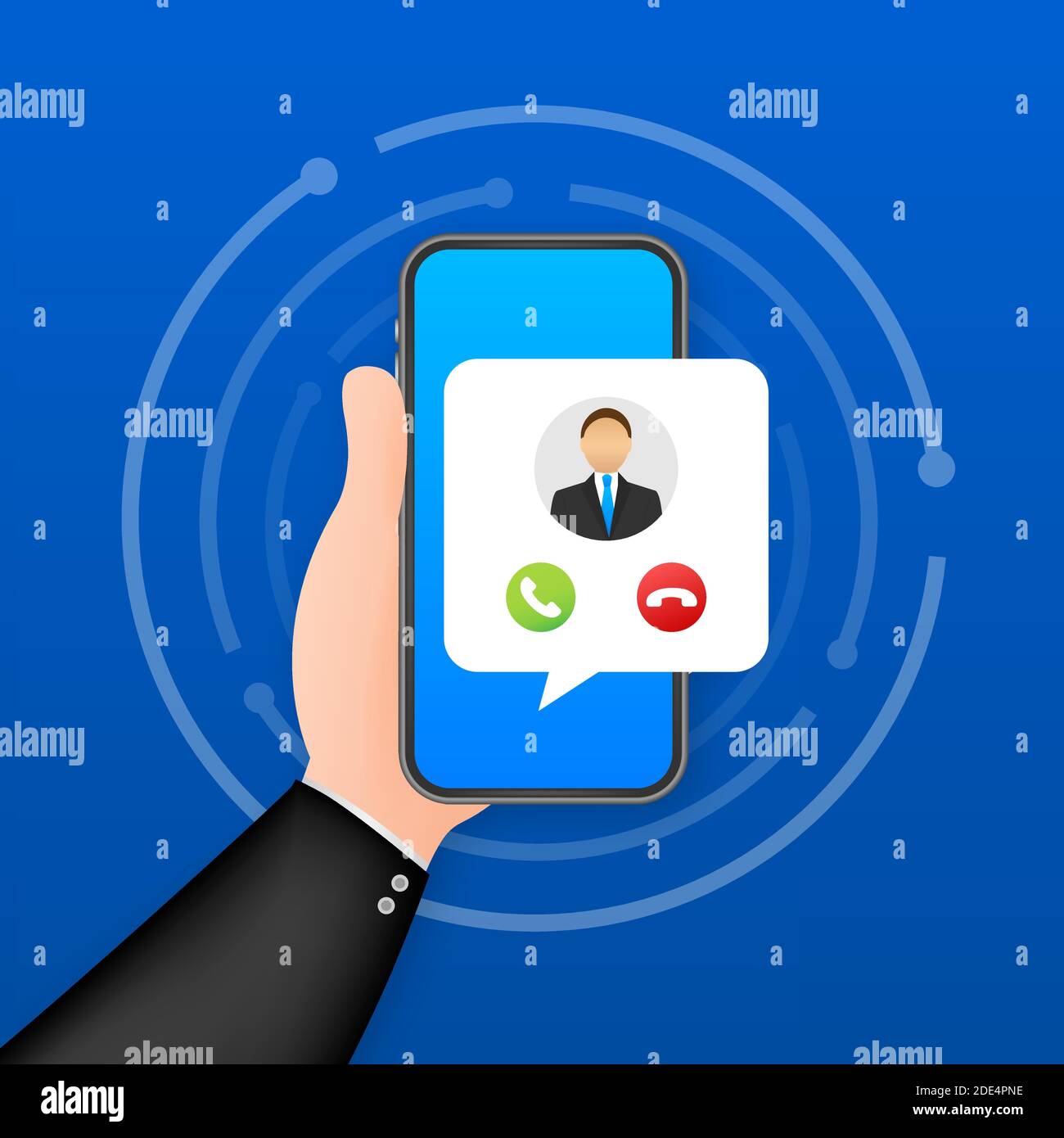 Incoming video call on laptop. Laptop with incoming call, man profile ...