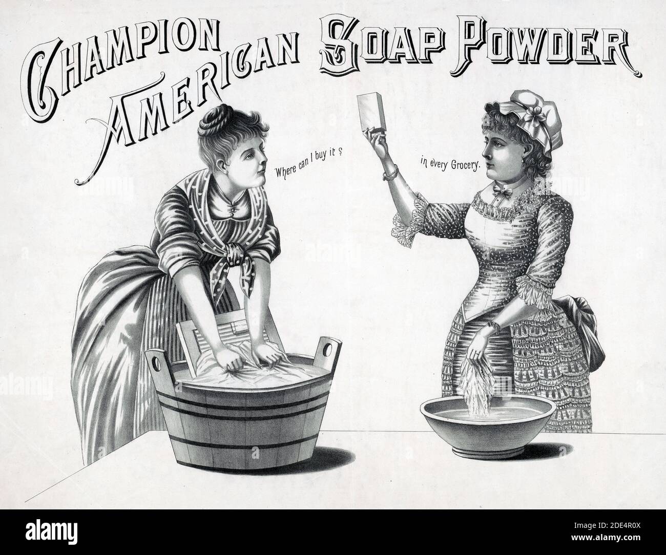 Print of advertisement for Champion American Soap Powder showing two